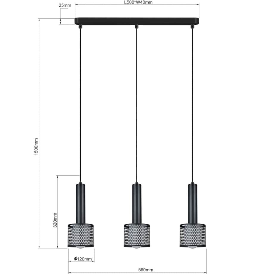 Lampa wisząca Light Prestige Amo czarny 3 x E27 1 szt.