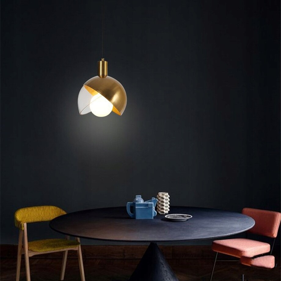 Lampa Sufitowa Wisząca Szklana Metalowa Złota Gold