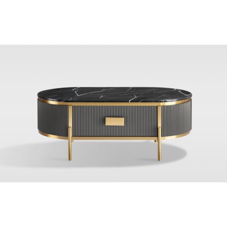 Grafitowy stolik kawowy glamour Omega ryflowany 124x71x48