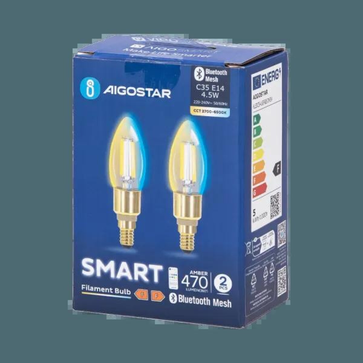 inteligentna żarówka bluetooth mesh c35 4.5w cct 2 szt. ,z pilotem