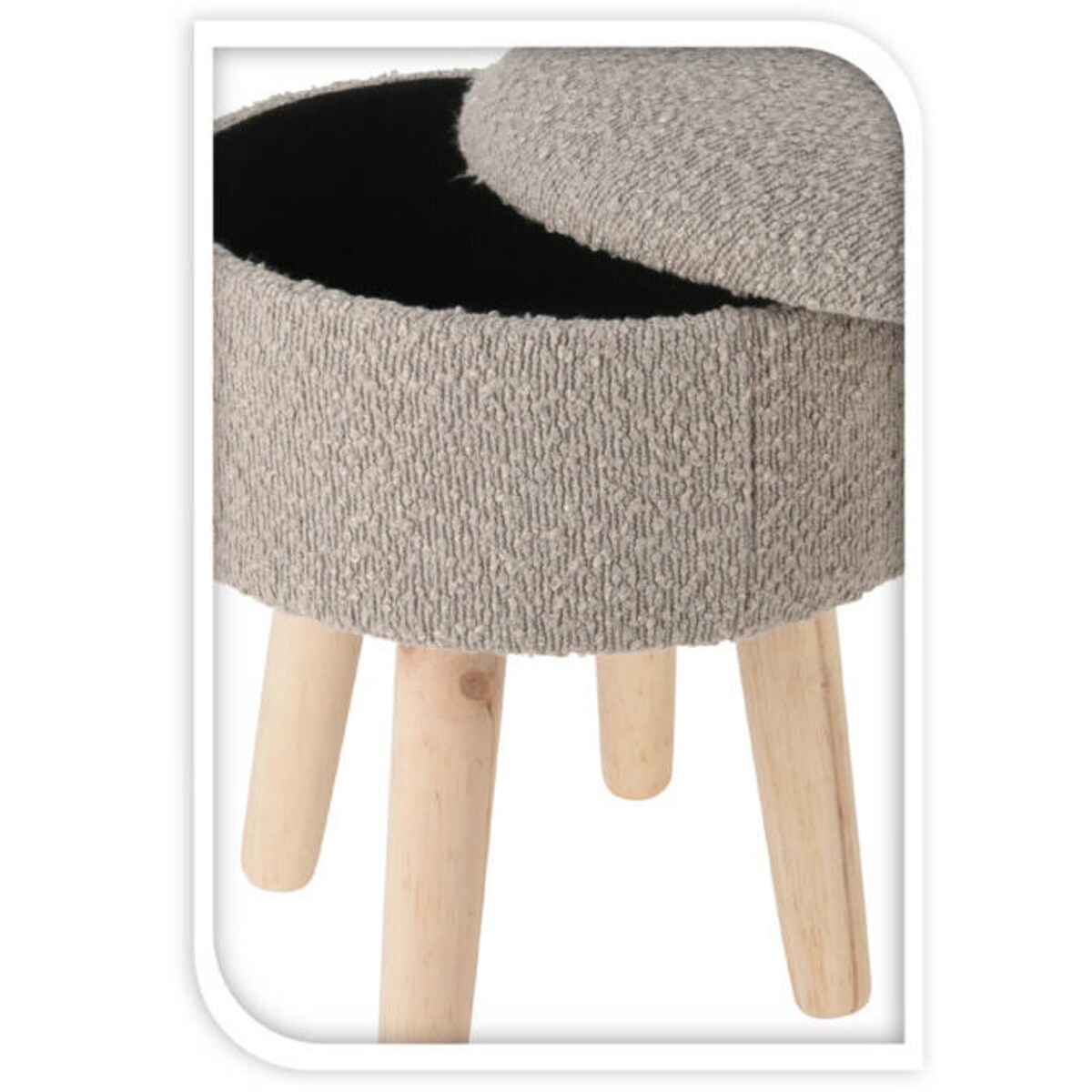 Taboret z siedziskiem teddy, sosnowe nogi, wys. 34 cm