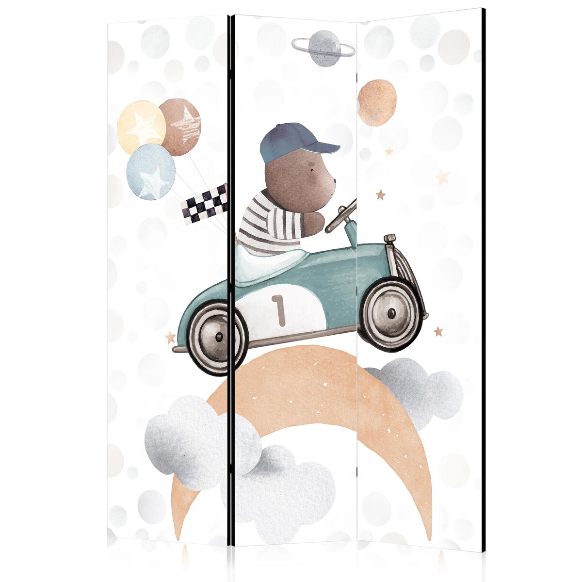 Parawan dwustronny Dla dzieci 135x172 cm 3-częściowy beżowy