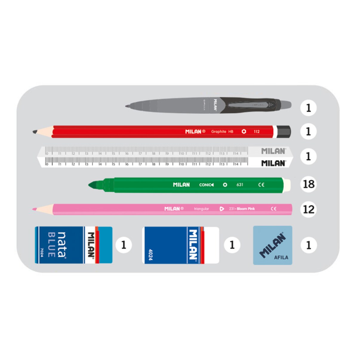 Piórnik 2-poziomowy z wyposażeniem MILAN THE FUN niebieski