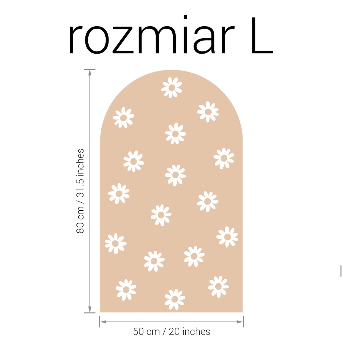 Naklejka na ścianę łuk beżowy - stokrotki L