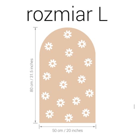 Naklejka na ścianę łuk beżowy - stokrotki L