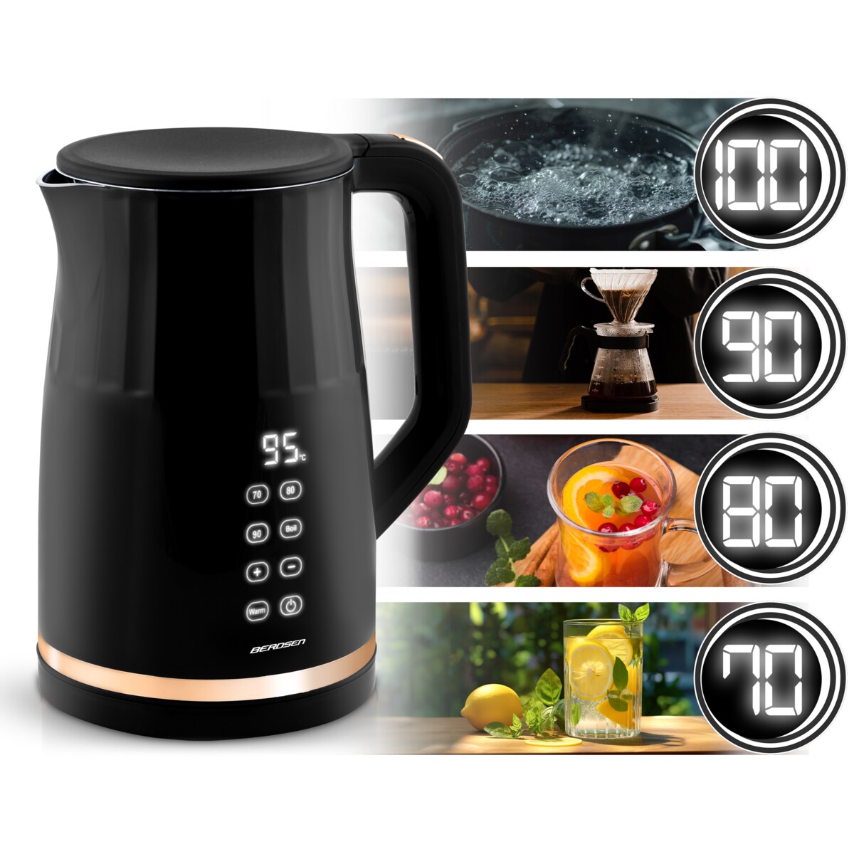 Czajnik elektryczny 2200w panel dotykowy 1,7l Berdsen