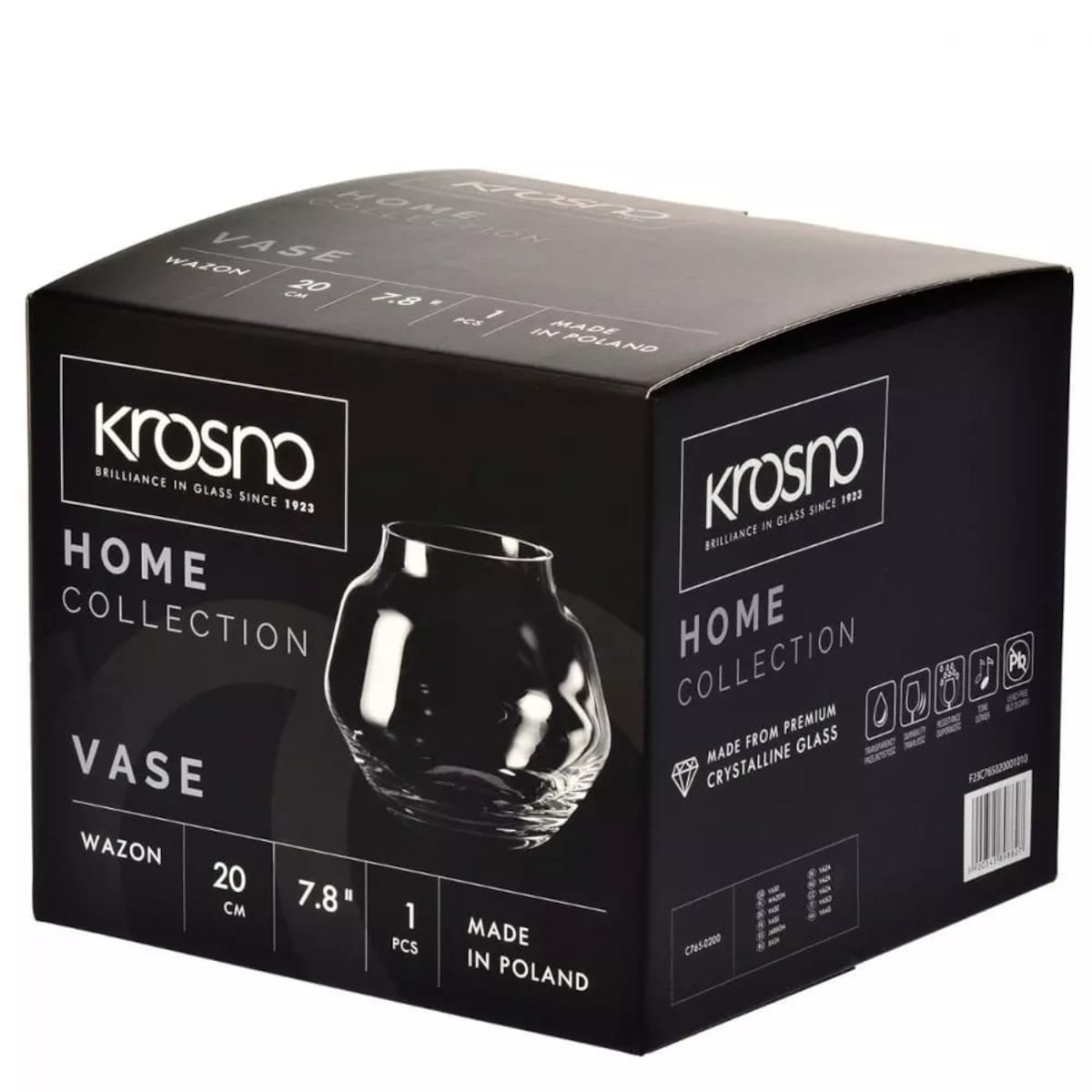 Krosno Wazon Szklany na Kwiaty Flakon Home Szeroki