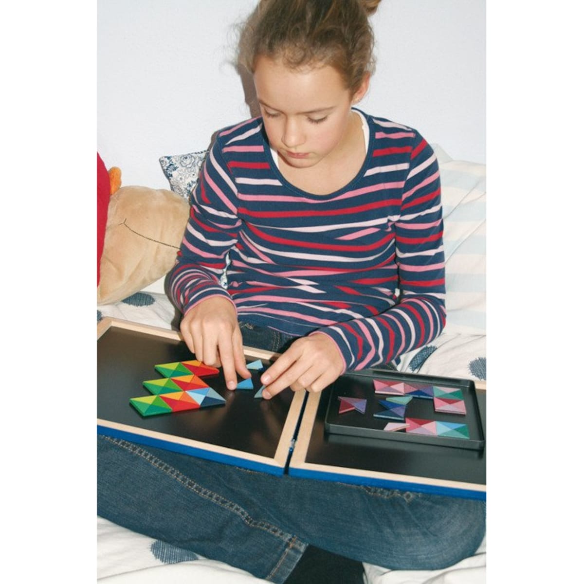 Układanka magnetyczna Trójkąty dla dzieci - drewniane klocki Grimm's 3+