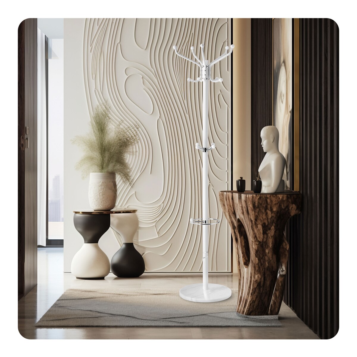 Wieszak na ubrania stojący podłogowy marmur biały Massido