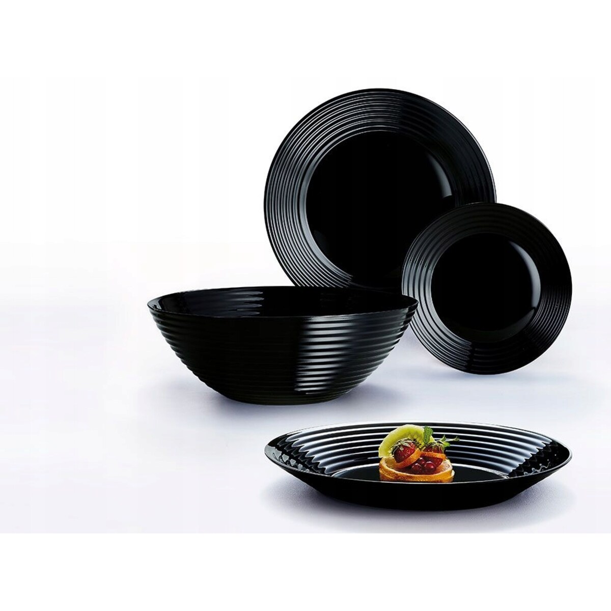 TALERZE CZARNE HARENA PŁYTKIE 6 x 25 cm LUMINARC