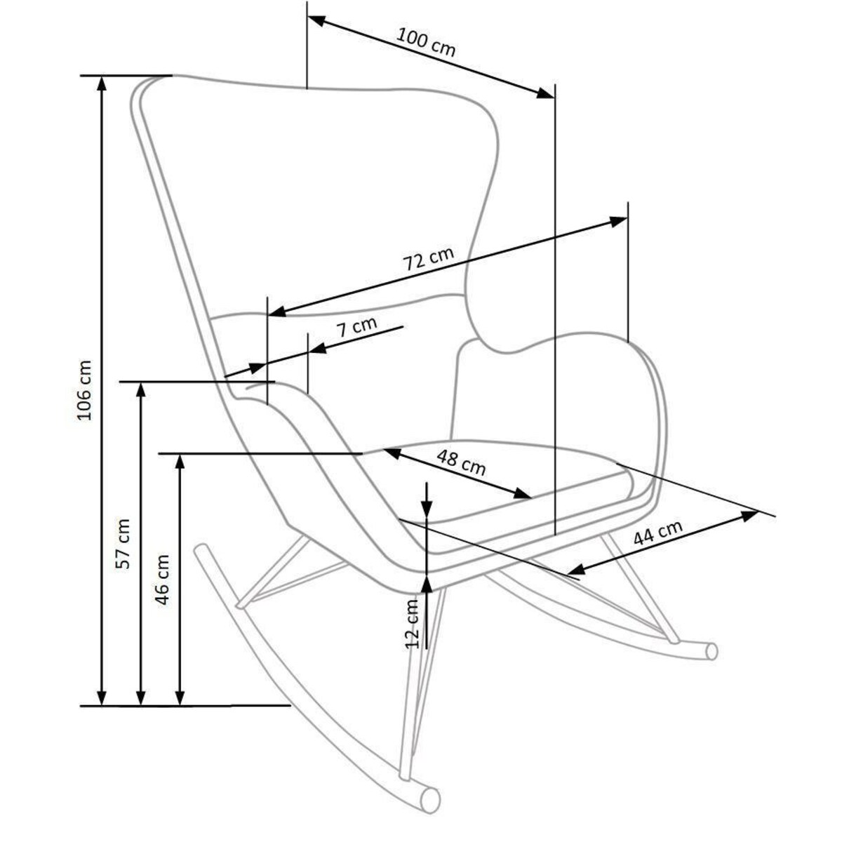 FOTEL NA BIEGUNACH Fadil KREMOWY tkanina bouclé ZŁOTE NOGI