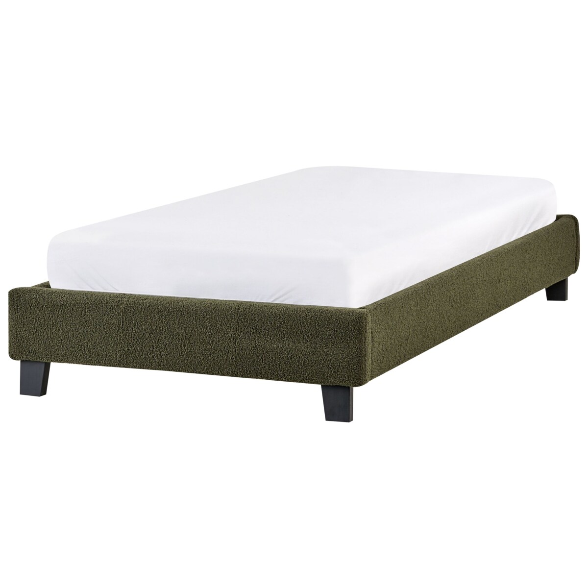 Łóżko bez zagłówka Boucle ROANNE 90 x 200 cm Ciemnozielony