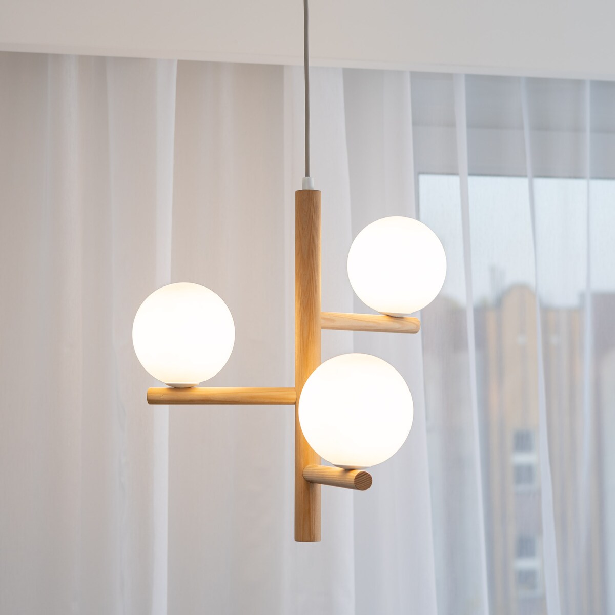 Żyrandol ESTERA WOOD 6799 TK Lighting 3xG9 regulowany drewniany biało-czarny IP20