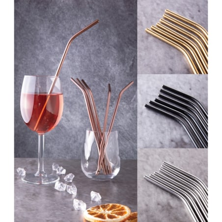 Komplet metalowych słomek do picia 6 elementów BERLINGER HAUS Black Silver