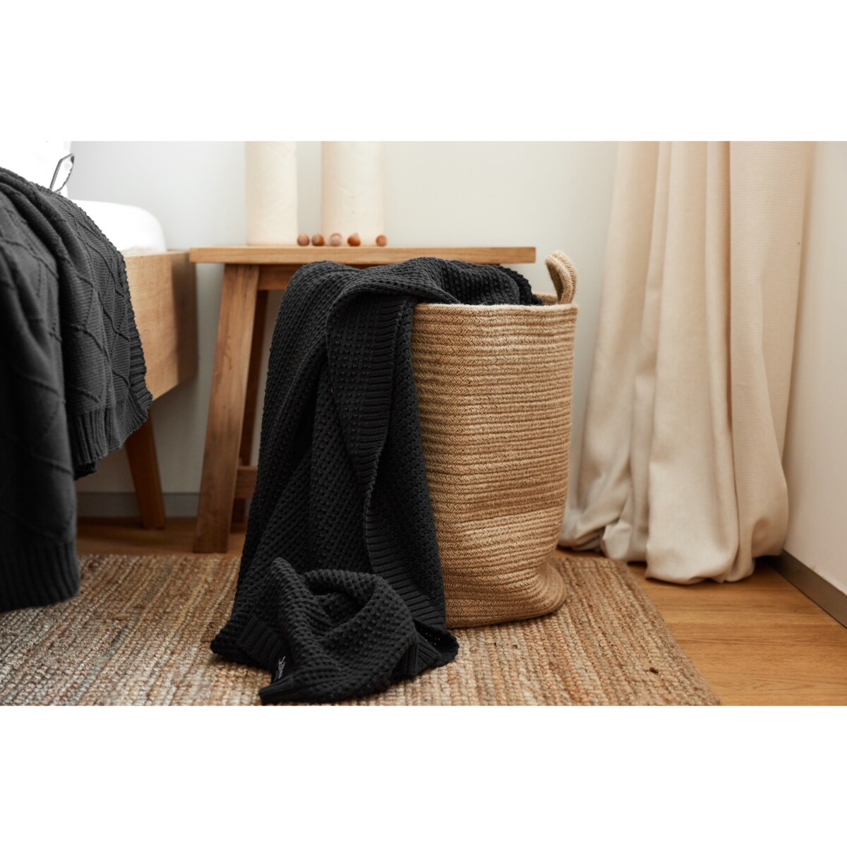 Pled boho grafitowy, 130 x 160 cm, La Manta