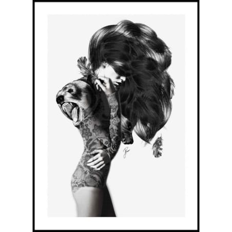 Poster Story, Plakat, Obraz - Kobieta z Niedźwiedziem, wymiary 30 x 42 cm