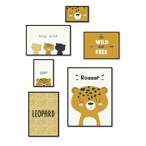 Zestaw 6 ramek na zdjęcia LEOPARD, MDF