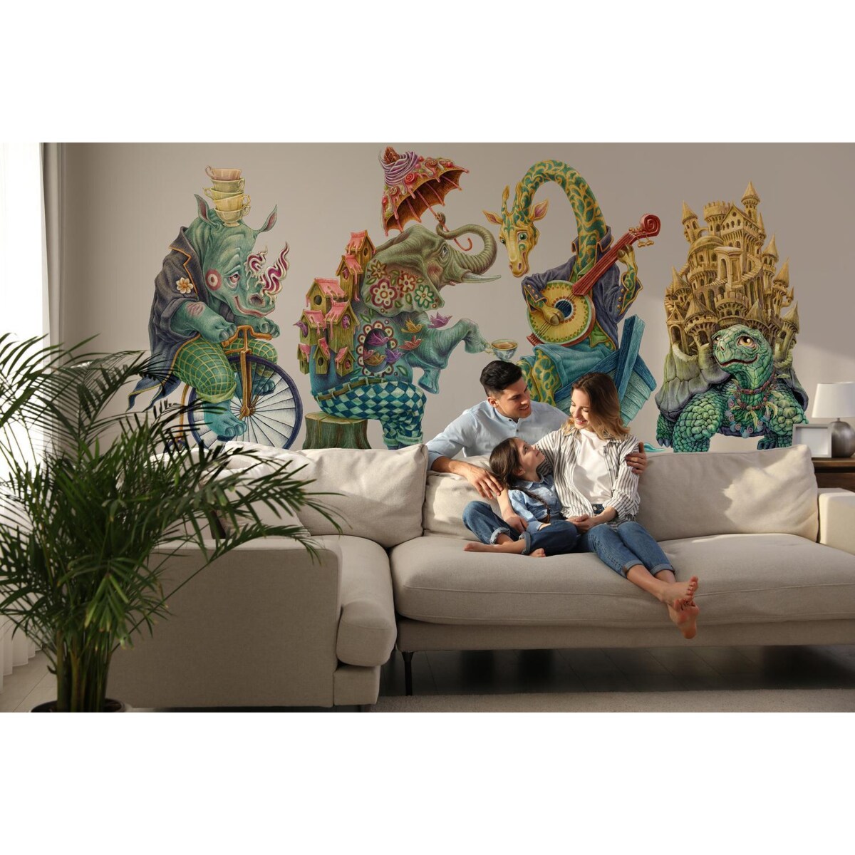 Zestaw naklejek na ścianę, Bajkowe stworzenia, 80cm