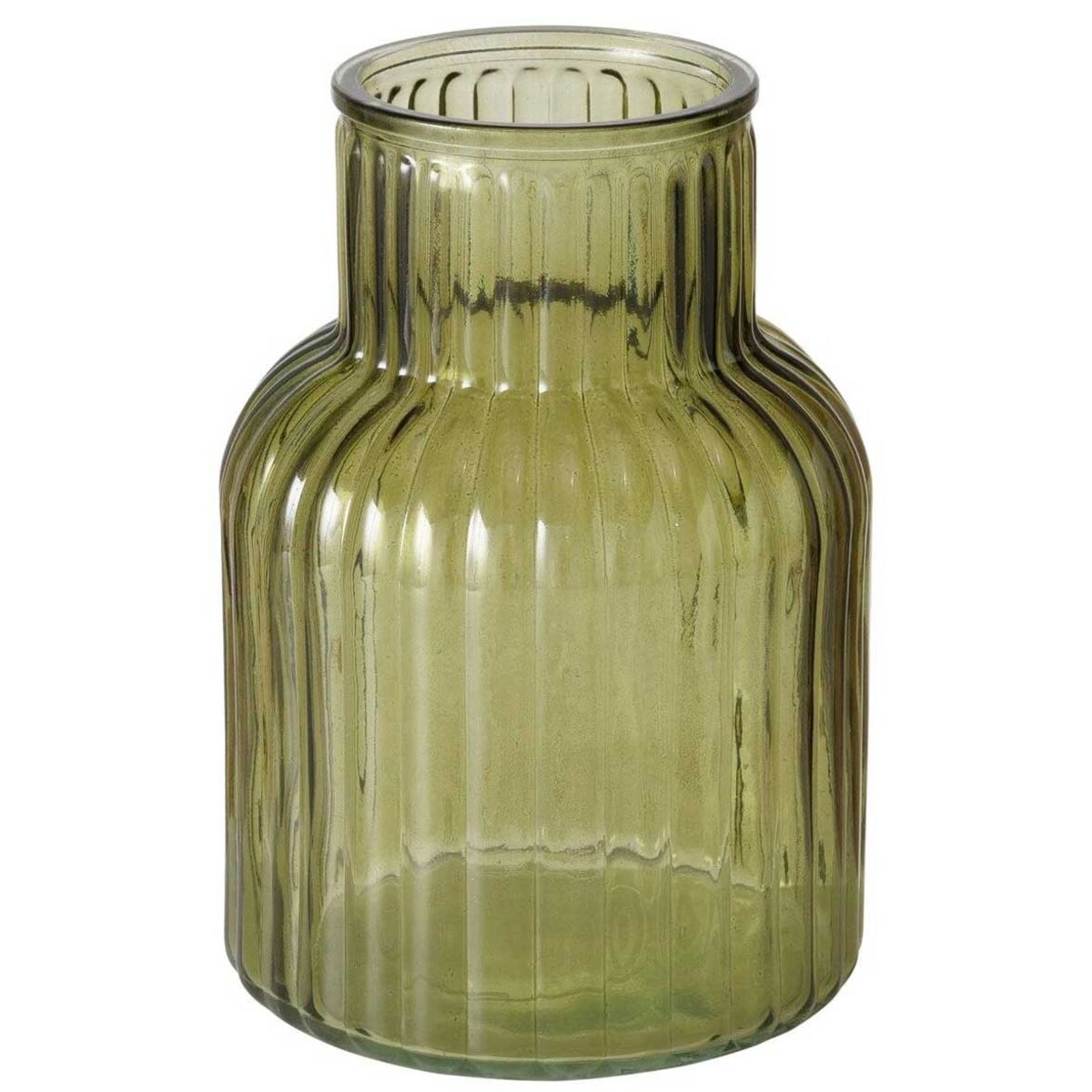 Wazon szklany RELEA, zielony, ryflowane szkło, 20 cm