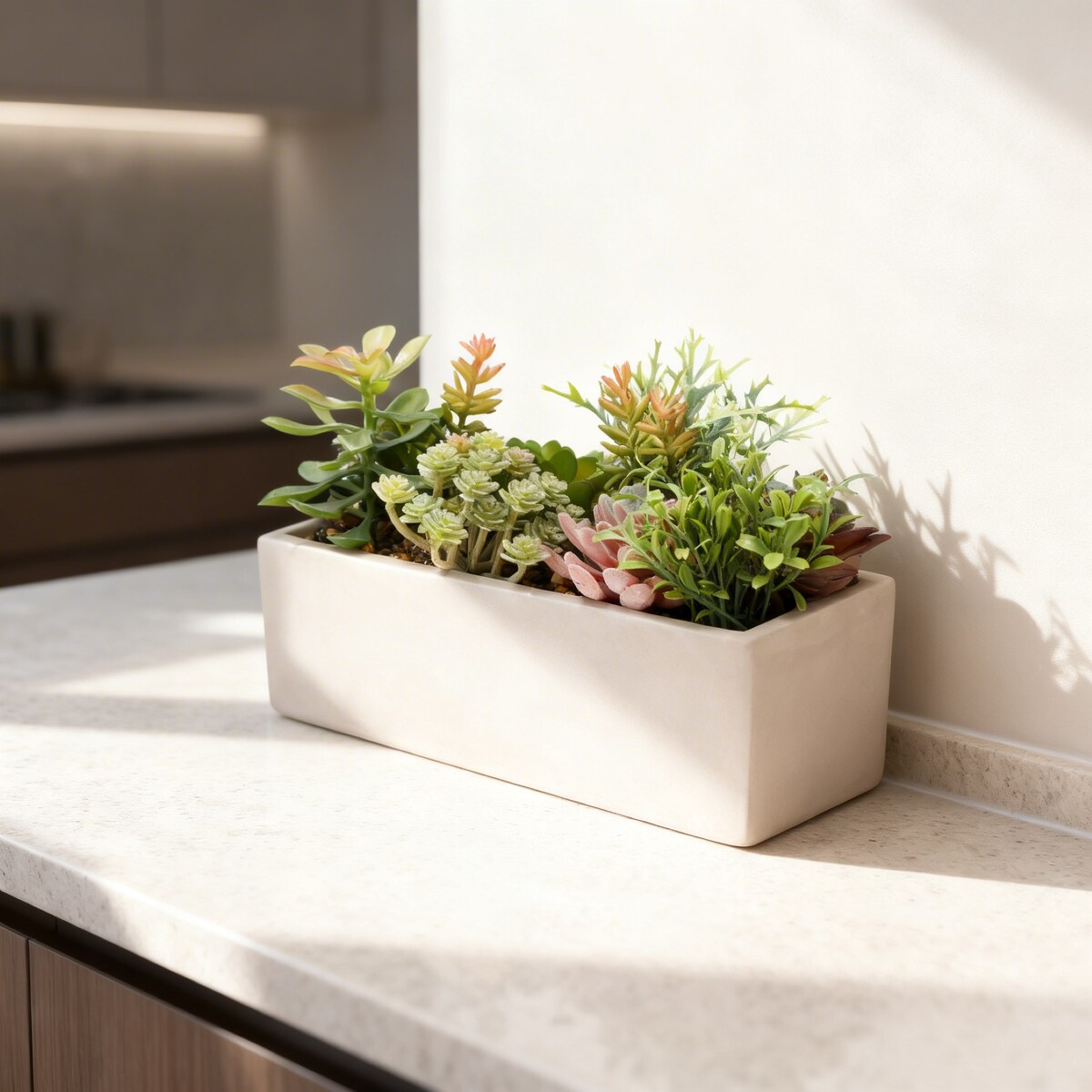 Sukulenty SZTUCZNE kwiaty w doniczce JAK ŻYWE dekoracyjne ROŚLINY 17 cm