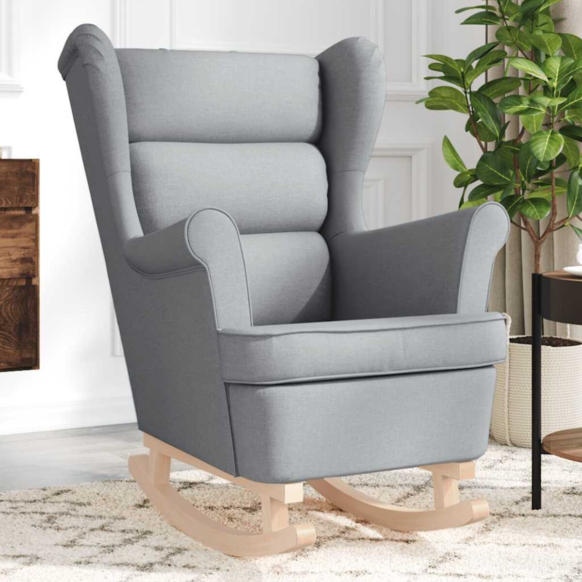 vidaXL Fotel bujany, jasnoszary, 74x90x102 cm, tapicerowany tkaniną