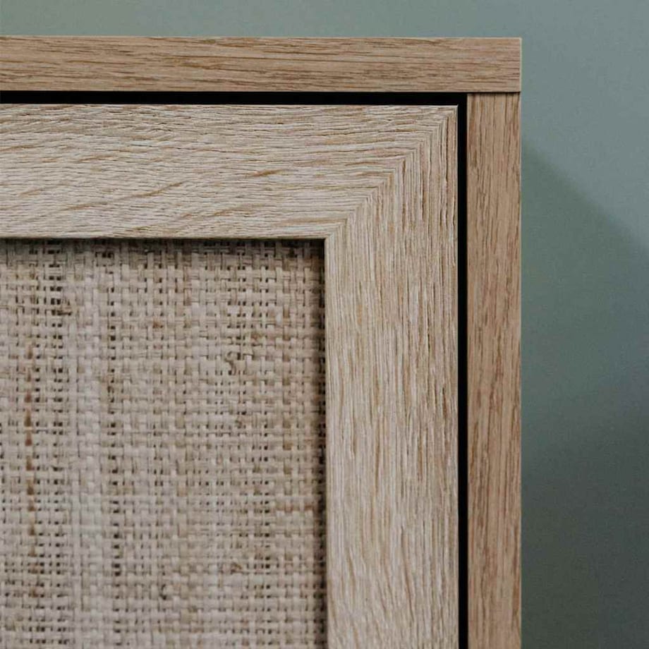 Finori Komoda Bali 03A, dąb sonoma i nadruk stylizowany na trzcinę