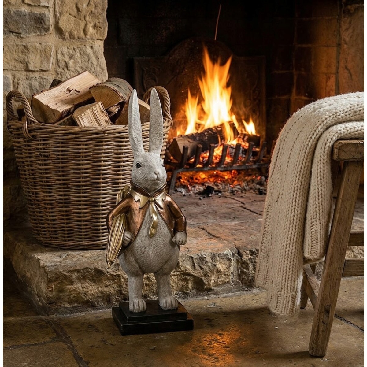 ZAJĄC WIELKANOCNY FIGURKA KRÓLIK ZAJĄCZEK RETRO WE FRAKU DEKORACYJNA 40cm