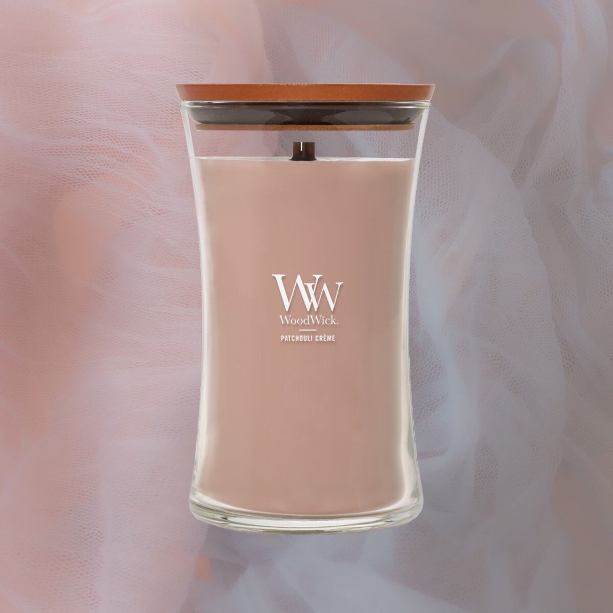 WoodWick świeca duża PATCHOULI CREME