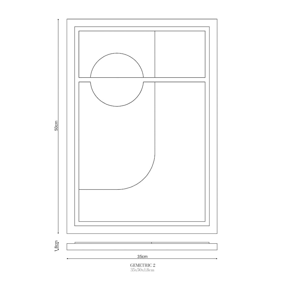 Obraz 3D 35x50cm Geometric II – Dekoracja Ścienna z Tynku Naturalnego, Natural Cream Minimalistyczny Relief