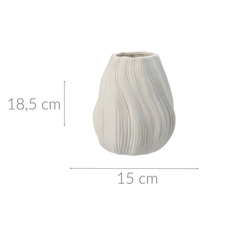 Porcelanowy wazon prążkowany, 15 x 18 cm