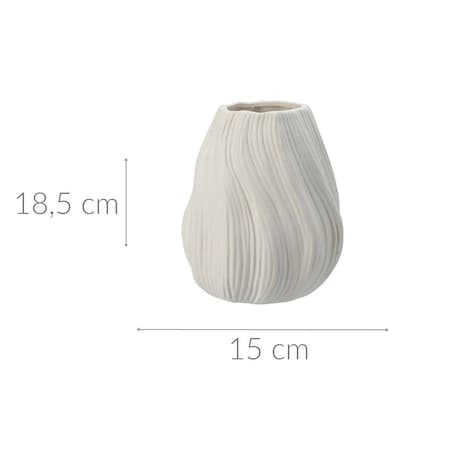 Porcelanowy wazon prążkowany, 15 x 18 cm