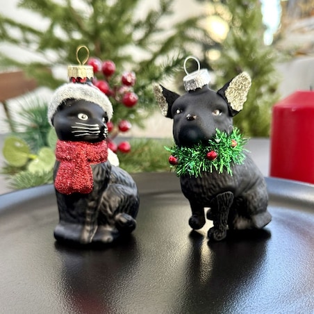 VILLA ITALIA Bombka szklana KOT czarny 9,5 cm