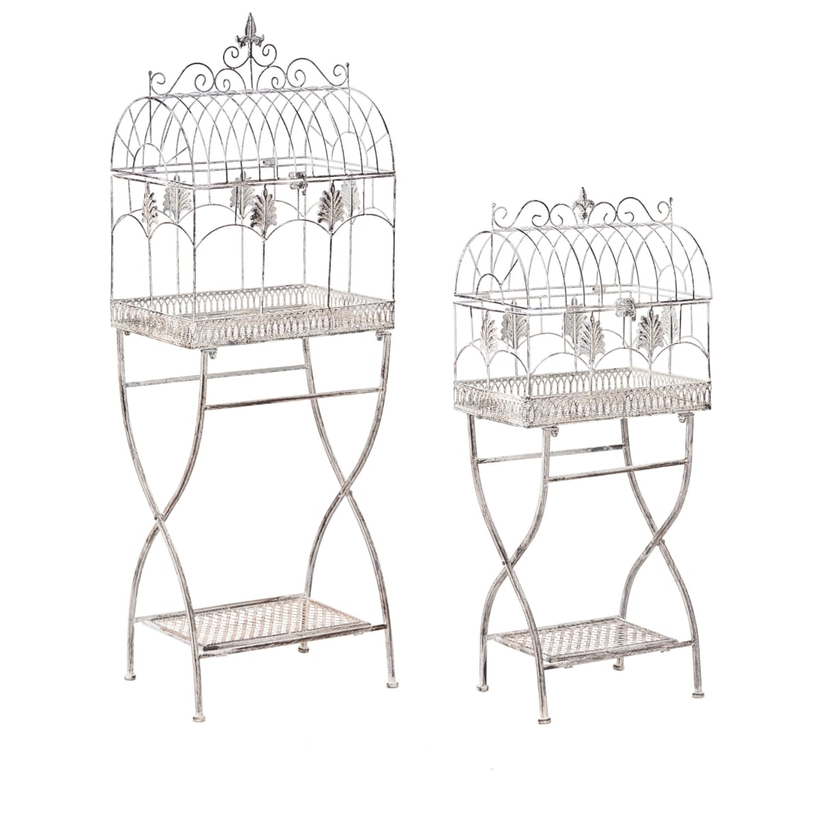 Zestaw 2 regałów z półkami SICILY Metal 43/37 cm 30/27 cm Szary