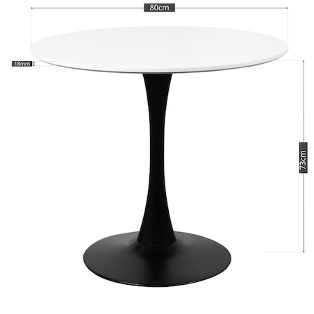 Stół okrągły 80cm biały blat nowoczesny minimalistyczny