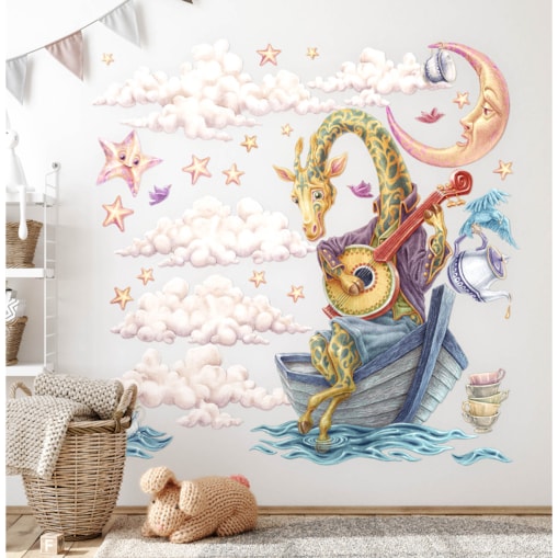 Zestaw naklejek na ścianę, Pastelowe zwierzęta z bajki - żyrafa, 100cm