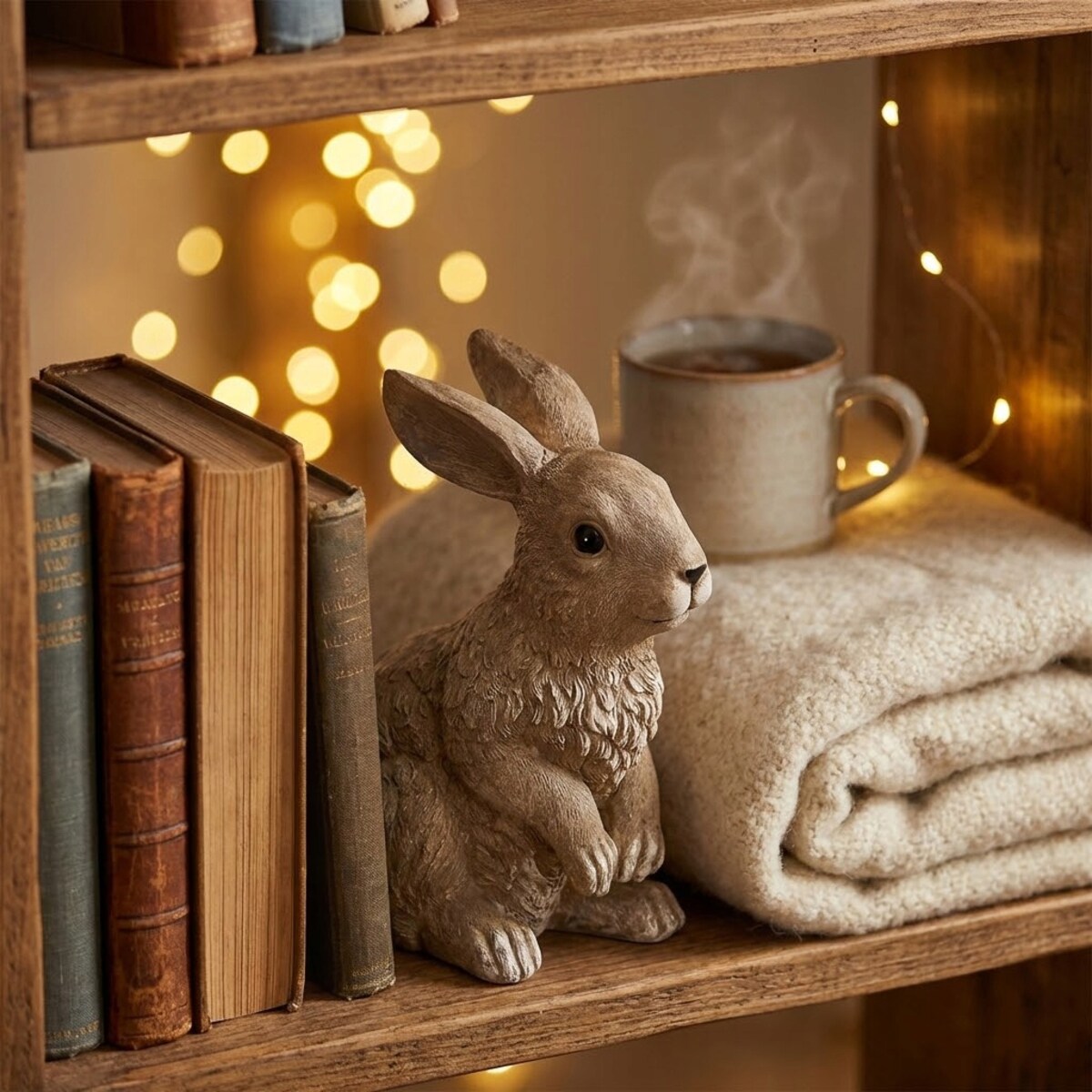 ZAJĄCZEK WIELKANOCNY FIGURKA BEŻOWA NA WIELKANOC PREZENT ZAJĄC DEKORACYJNY