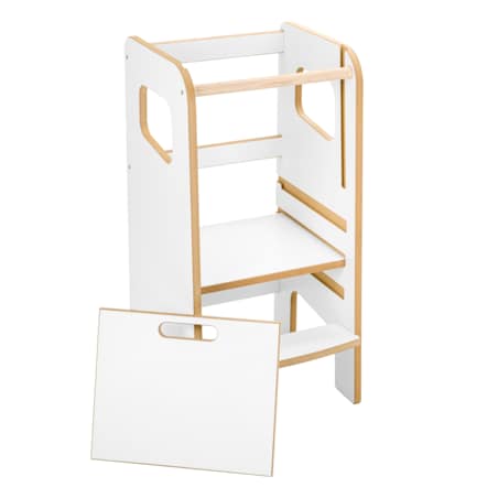 KITCHEN HELPER Super Safe Stabilny Montessori Pomocnik Kuchenny Dla Dzieci Zabudowany Biały Obubu