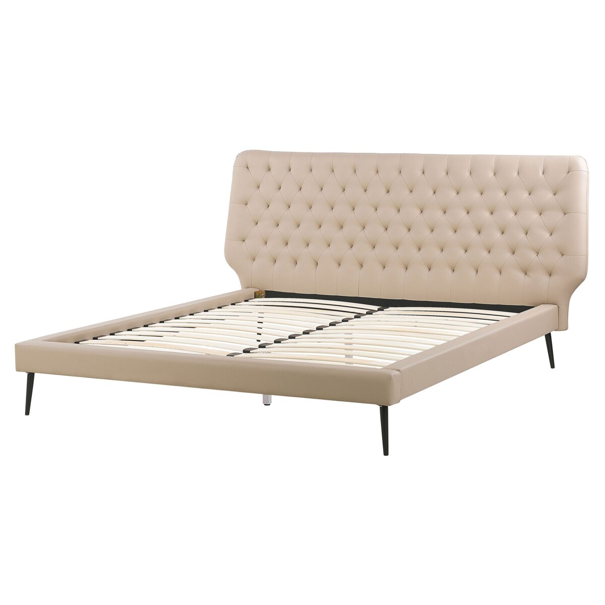 Łóżko ekoskóra 160 x 200 cm beżowe ESSONNE