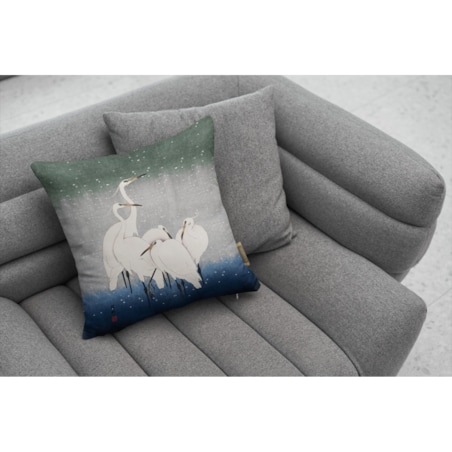 bawełniana poszewka na poduszkę - Białe żurawie 45x45 cm