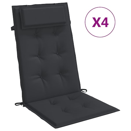 vidaXL Poduszki na krzesła z wysokim oparciem, 4 szt., czarne, Oxford