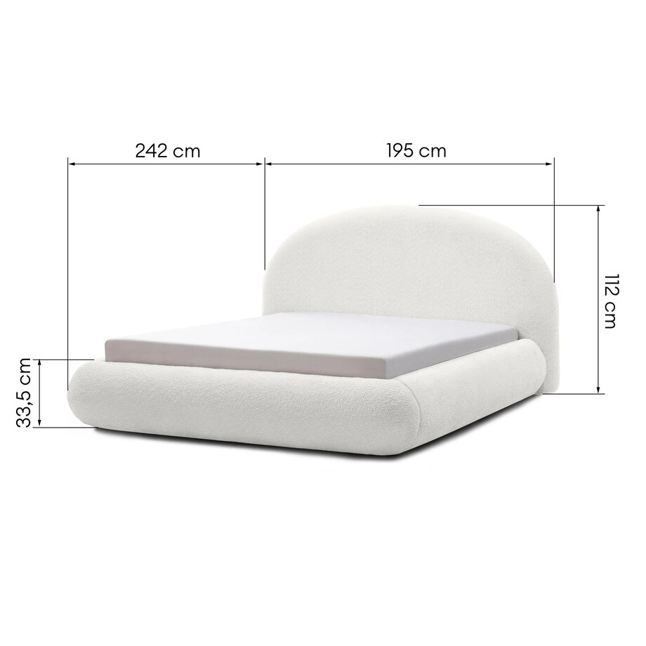 Łóżko tapicerowane 160x200 cm białe bouclé Riaci