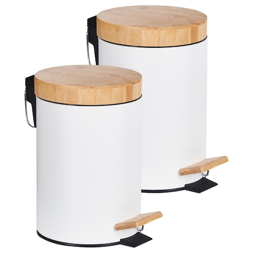 Zestaw 2 koszy na śmieci z pedałem 3 L ECOSMART Metal Biały