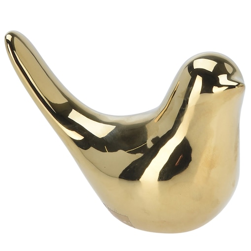 Szklany Ptaszek Dekoracyjny Świąteczny Złoty Ozdoba Na Stół 10 cm