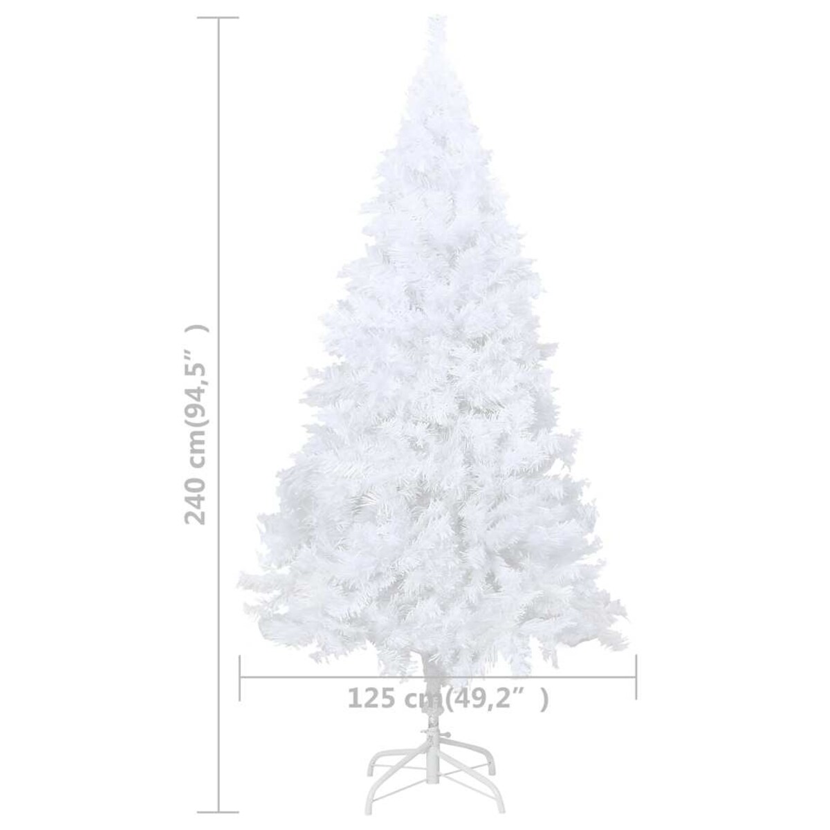 vidaXL Sztuczna choinka z lampkami i bombkami, biała, 240 cm