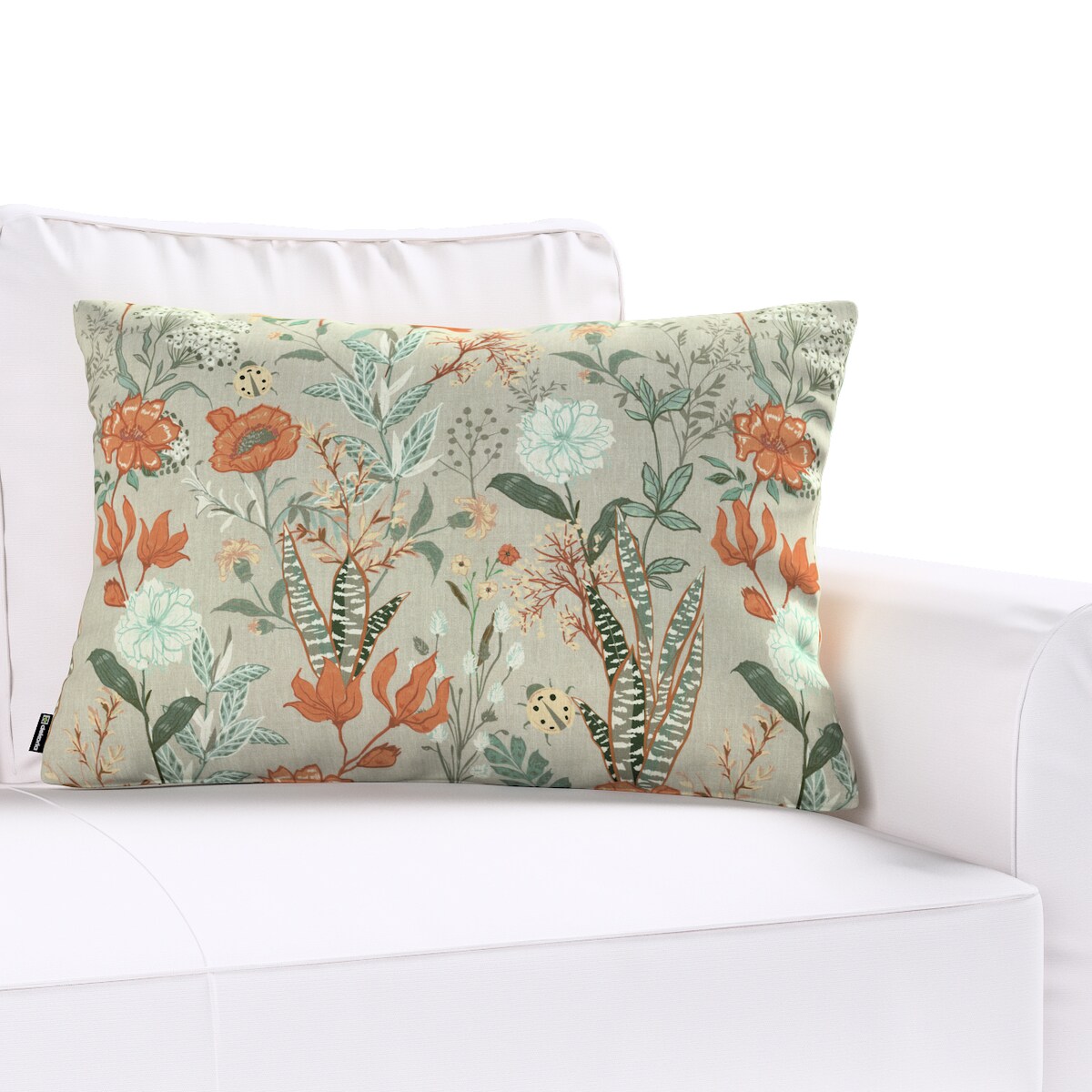 Poszewka Kinga na poduszkę prostokątną 60x40 kolorowe kwiaty na szarym tle