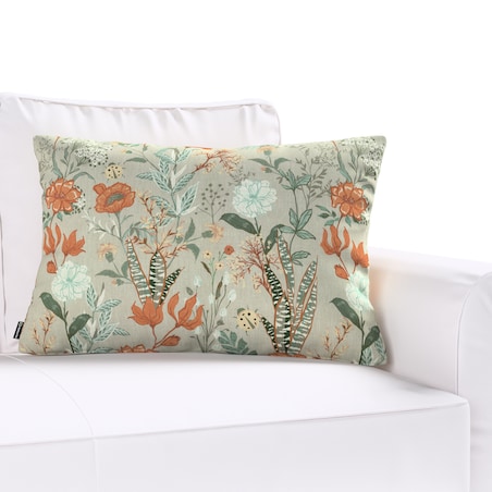 Poszewka Kinga na poduszkę prostokątną 60x40 kolorowe kwiaty na szarym tle