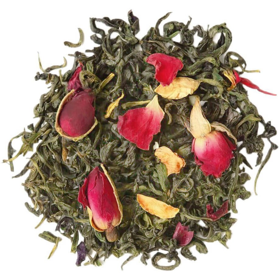 Herbata zielona CESARSKA WIŚNIA premium liściasta hibiskus pączki róży 120g - herbata liściasta sypana mieszanka napar susz