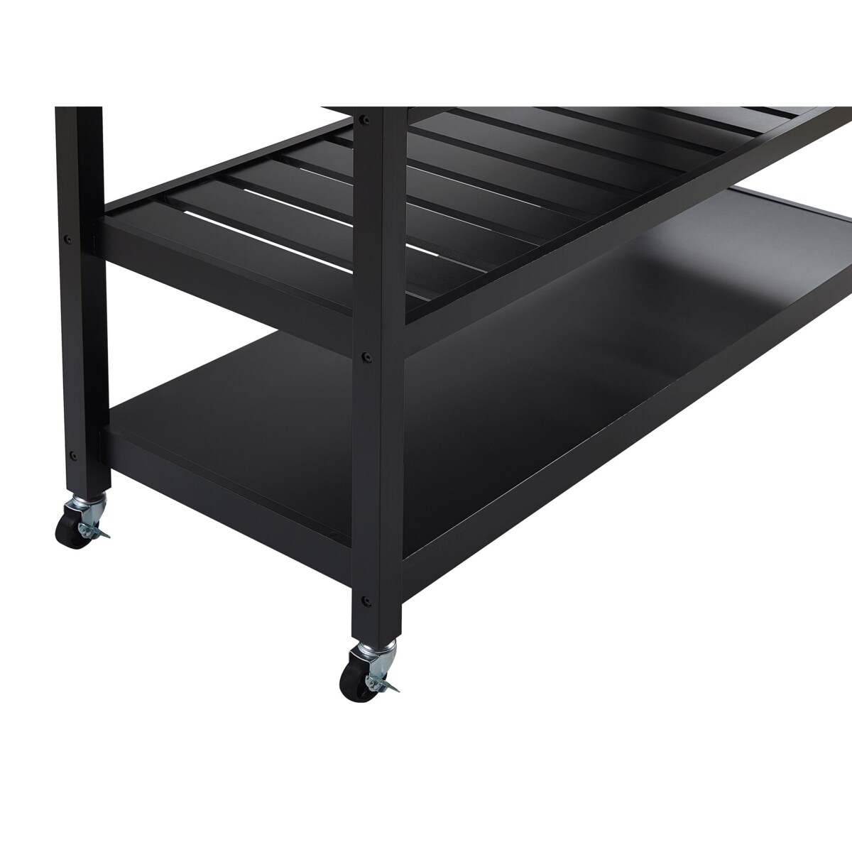 Drewniany wózek kuchenny 2 szuflady czarny NAVARINO