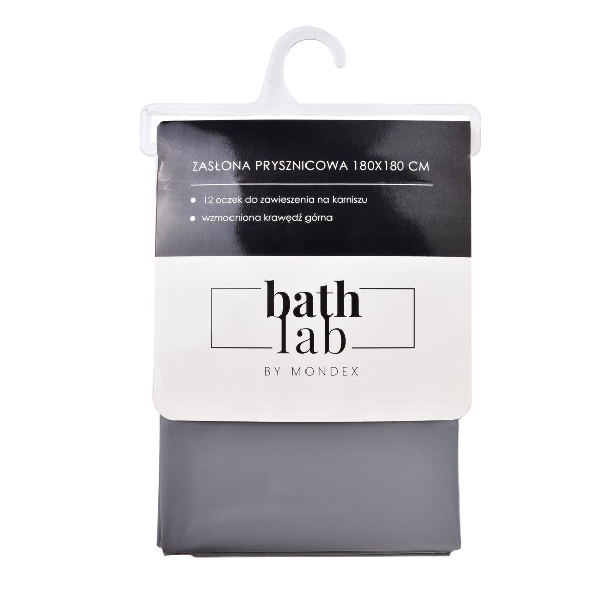 ZAC GREY Zasłona prysznicowa 180x180cm12 oczek