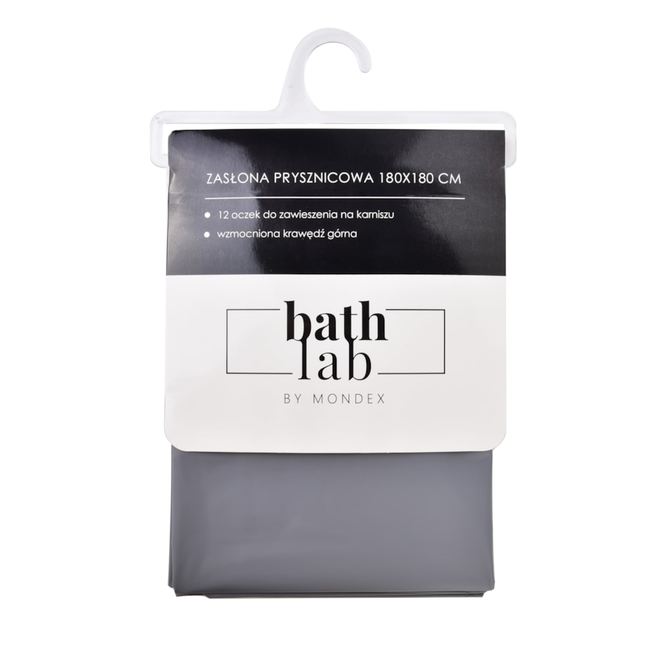 ZAC GREY Zasłona prysznicowa 180x180cm12 oczek